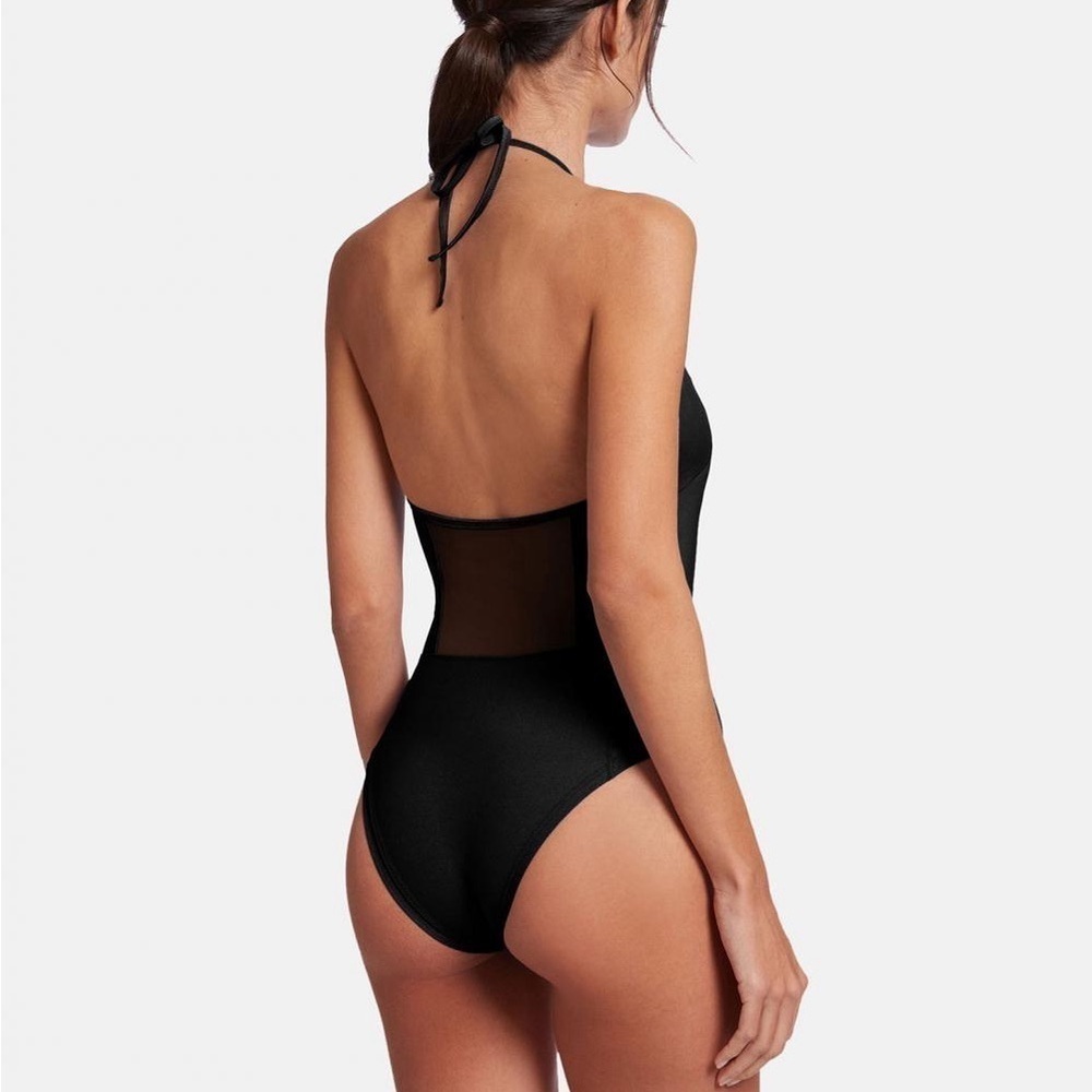Wolford Deep Raspberry Halter One-Piece Swimsuit - Picture 4 of 13